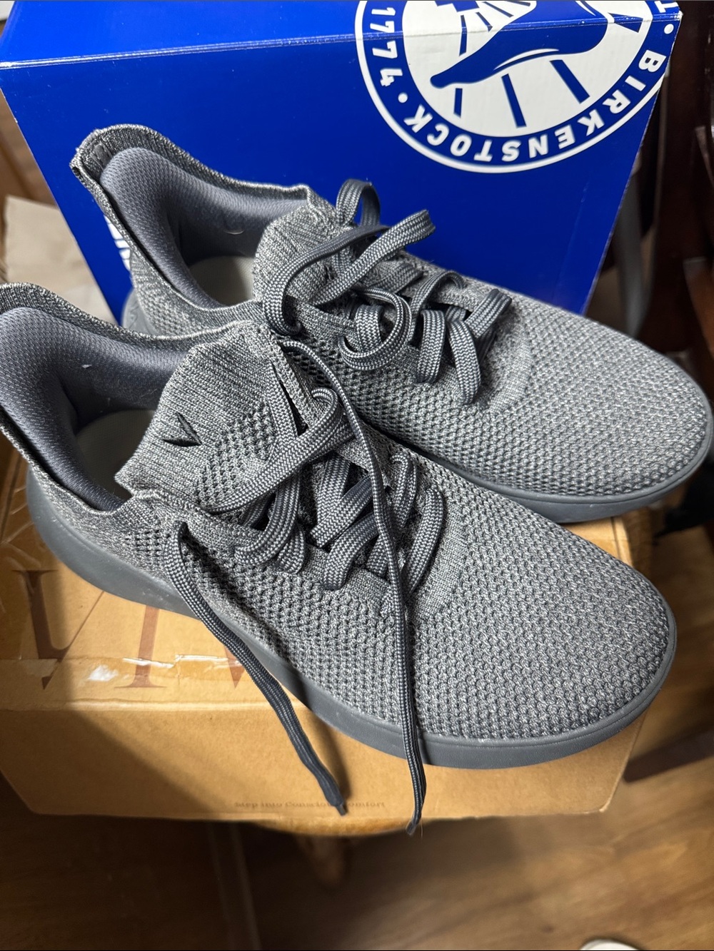 Women's Athletic Knit Lace-Up Sneakers - Gray